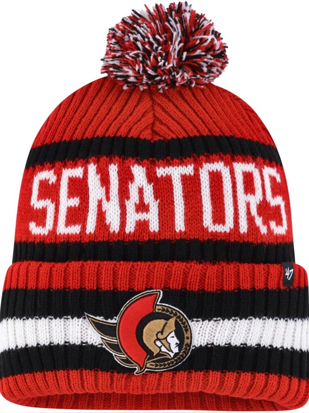 47 Ottawa Senators Red Black White Pom Beanie